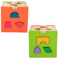 WOOMAX - Cubo de actividades de madera, encajar las piezas con diferentes formas y colores, 14 figuras geométricas, motricidad fina, didáctico, para bebés +12 meses - details 2