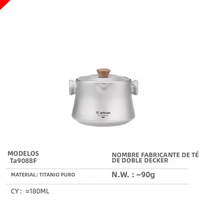 Tiartisan Hervidor De Agua De Titán 180ml Doble Capa Para Camping Al Aire Libre Portátil Ultraligero Duradero Sin Desgaste - 1