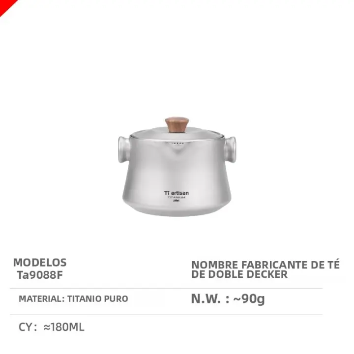 Tiartisan Hervidor De Agua De Titán 180ml Doble Capa Para Camping Al Aire Libre Portátil Ultraligero Duradero Sin Desgaste - 1
