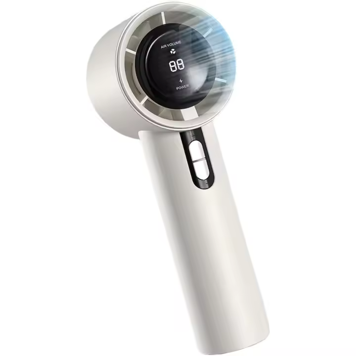 Ventilador portátil de turbina de mano: 100 velocidades ajustables, miniventilador recargable por USB con pantalla digital para exteriores, viajes y camping. - 1
