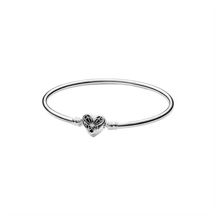 Pandora Pulsera Rígida Mujer Plata de Ley Circonita Corazón y Mariposa Pandora Moments 592593C01-19 - 1