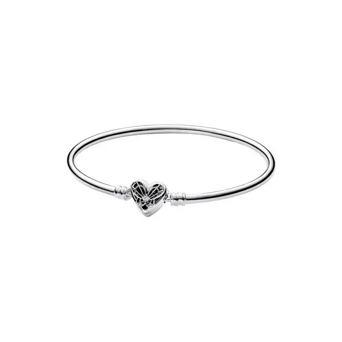Pandora Pulsera Rígida Mujer Plata de Ley Circonita Corazón y Mariposa Pandora Moments 592593C01-19 - 1