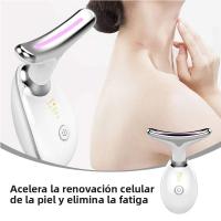 Masajeador Facial Y De Cuello 7 En 1 Para Arrugas Y Double Chin Masajeador Vibratorio Con Terapia De Luz USB Recargable Material Plástico - details 6