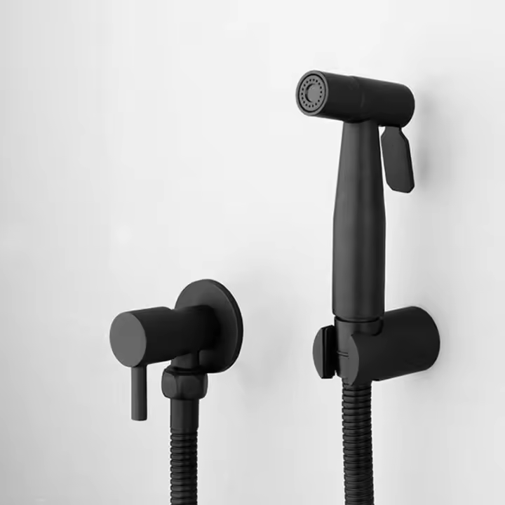 Pulverisateur De Bidet Portable Noir, Robinet De Toilette, En Acier Inoxydable, Salle De Bain Froide, Valve Shattaf, Ensemble De Jet - 1