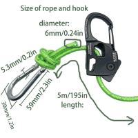 Ajustador De Cordón Para Tienda De Campaña 6mm 5m Cuerda Reflectante Para Atar Con Resorte Rieles De Aluminio Y Hebilla De Acero Carbono - details 2