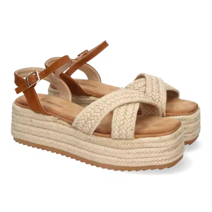 Davinia Shoes Sandalia de Plataforma de Yute para Mujer, Comodas y Elegantes, Diseño Moderno con Pala Trenzada y Cierre de Hebilla, Ideales para Primavera-Verano. Shoes&Blues.es F230-20 - 1