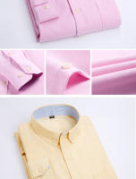 Camisa De Oxford Para Hombre Algodón Antirroto Sin Planchar Estilo Casual Ajustada Para Negocios Y Sociales Con Solapas Y Manga Larga - details 14