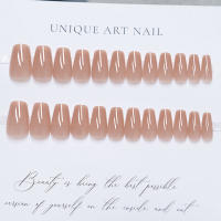 24pcs/set Uñas Postizas De Talla Grande En Rosa Gris Y Marrón Estilo Francés Y Almendrado Para Otoño E Invierno Decoración De Uñas Press on Falsas Acrílicas - details 19