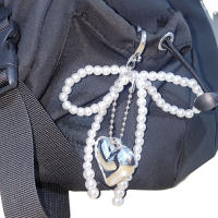 Llavero Aesthetic Y2K Con Perla Dulce Y Lazo Corazón Para Niñas Accesorios De Bolso Con Colgante De Corazón Y Lazo Coreano - details 3