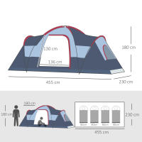 Outsunny Tienda de Campaña para 5-6 Personas Impermeable 3000mm+ Prueba de UV con Bolsa de Transporte y Gancho para Luz de Camping 455x230x180 cm - details 2