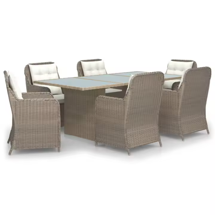 vidaXL Juego de comedor para jardín 7 piezas ratán sintético marrón - 1