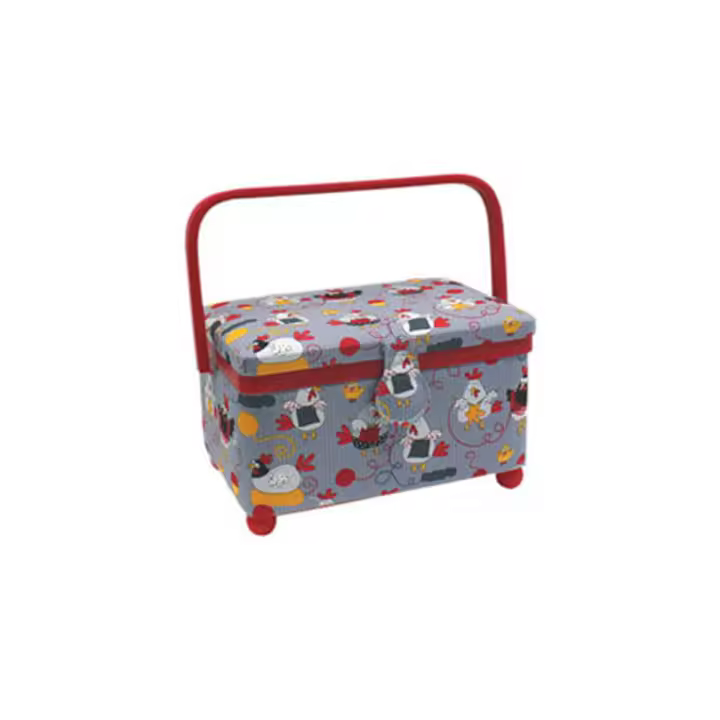 BM RICAMI - CE00425 Costurero rectangular con asa realizado en tejido de tapiceria estampado con unas medidas de 24x18x12cm - 1
