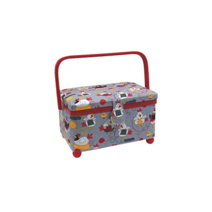 BM RICAMI - CE00425 Costurero rectangular con asa realizado en tejido de tapiceria estampado con unas medidas de 24x18x12cm - 1