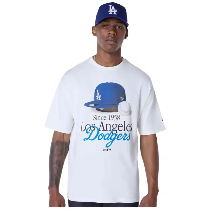 Camiseta de Manga Corta New Era Mlb Script Graphic La Dodgers para hombre en color blanco - 1