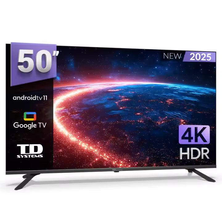 Smart TV 50 pulgadas 4K Hey Google Official Assistant con control por voz. Televisor Android 11 - TD Systems K50DLK20GLE - 1