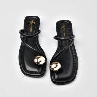 Sandalias De Lujo Para Mujer Zapatos De Verano Mules De Cuña Plataforma Retro Con Decoración Metálica Cierre Pull on Talla True - details 5