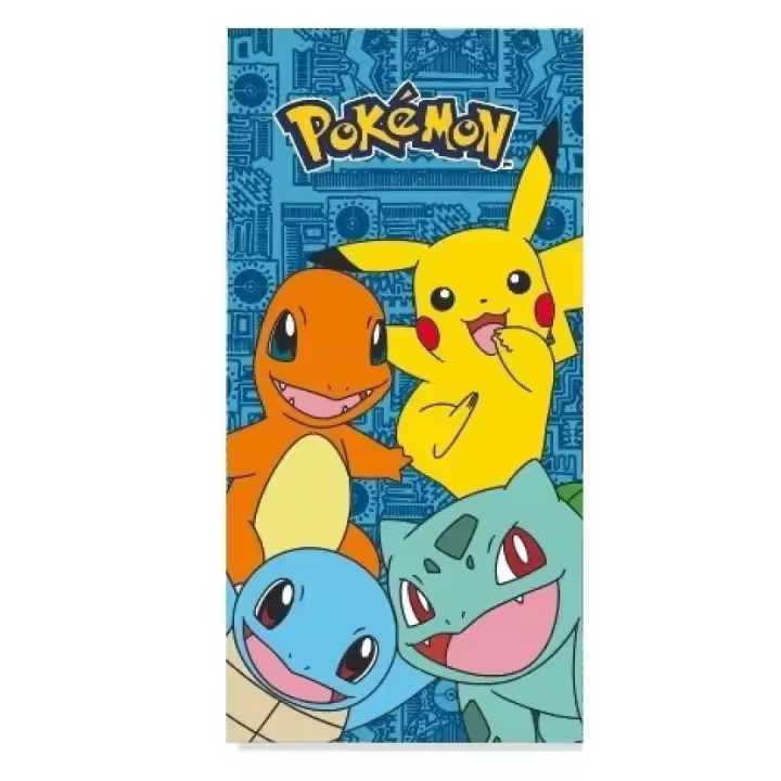 Toalla Playa Piscina infantil Pokemon iniciales Oficial 70x140cm de microfibra para niños - 1