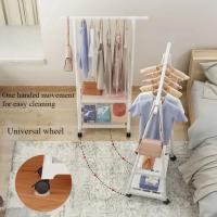 Rack De Ropa De Pie Triangular Con Rodillos Móvil Para Dormitorio Y Sala De Estar Mezclador De Metal Montaje Sencillo - details 7
