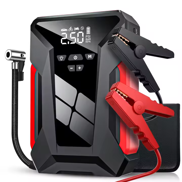 Arrancador de batería de coche multifuncional 28000mAh, potencia de emergencia automotriz, inflador de neumáticos de 150PSI, Banco de energía con bolsa - 1