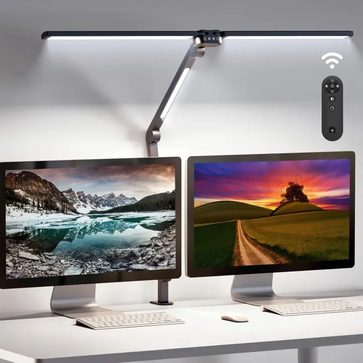 Lámpara De Escritorio LED Bicolor 360° 24W Con Control Remoto Protección Ocular 4 Temperaturas De Color Y 5 Niveles De Brillo Para Lectura - 1