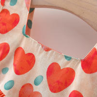 Vestido De Verano Para Bebé Niña Con Estampado De Amor Y Lazo En Algodón Vestido De Fiesta Con Mangas Flounce Estilo Coreano - details 8