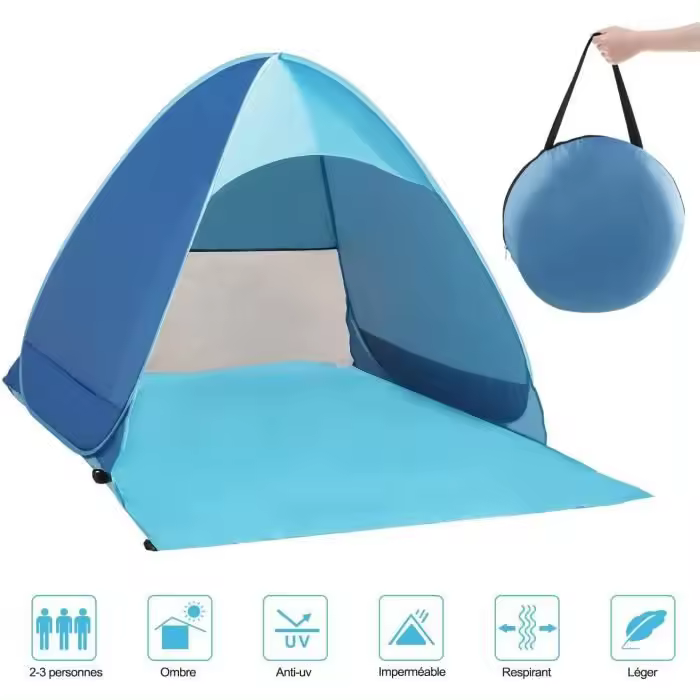 Tienda de campaña anti-UV, Refugio de Playa with Protección solar UV para 2-3 personas, tienda de campaña de Playa portátil emergente instantánea, 165*145*110cm - 1