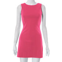 Vestido Sin Mangas Para Mujer Estilo Slim A-Line Con Cuello Redondo Mini Vestido De Verano Casual Y2K Polyester Qtraf2411 - details 12