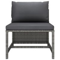 vidaXL Sofá central seccional con cojines ratán sintético Gris, Negro, Conjunto Terraza Muebles Jardín Exterior Juego de Muebles de jardín Mueble Jardín Exterior Muebles de Salon Exterior - details 1