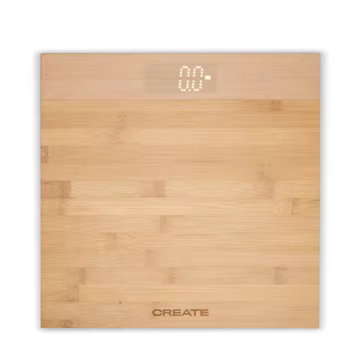 CREATE - Báscula de baño de bambú - Pantalla LED - Con cinta métrica - BALANCE BODY BAMBOO - 1