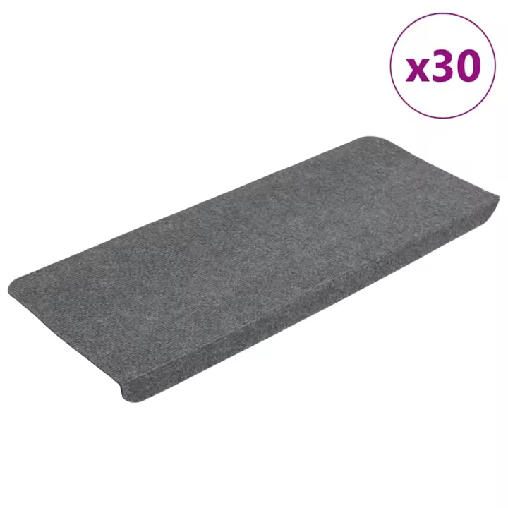 vidaXL Alfombrilla autoadhesiva escalera 30 uds gris 65x24,5x3,5 cm - 1