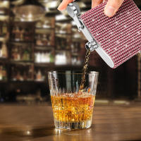 Botella De Whisky De 6oz De Acero Inoxidable Con Diamantes Brillantes Funel Y Vaso Para Vino Viaje Botella De Alcohol Para Bebida Adulta De Alta Calidad - details 1