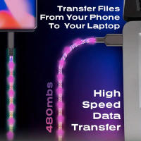 Cable De Carga Rápida 66W USB C-C Con Luz LED RGB Gradiente Para Samsung Galaxy S21 S20 S10 S9 S8 A60 A50 Cable De Datos Y Carga - details 1