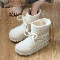 Botas De Nieve Para Mujer Botas De Lujo Con Pelo Falso Fluffy Impermeables De Invierno Para Esquiar Con Cordón Suela De Goma - details 3
