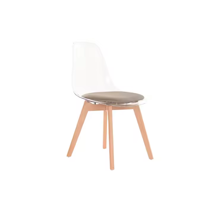 SILLA POLICARBONATO MADERA 54X47X81 TAPIZADO BEIGE FIJALO MB194131 - 1