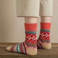 5 Pares De Calcetines De Punto Geométrico Para Mujer Diseño Retro De Bloques De Colores Calcetines Casuales De Otoño E Invierno Cómodos Y Suaves - details 9