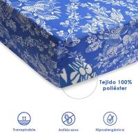 CM Funda de Colchón Estampada Azul con Flores para Cama de 135 - Resistente y Transpirable - details 1