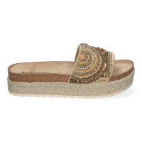 Davinia Shoes Sandalia Plana de Mujer, Comoda y Elegante, Diseño Moderno, Estilo Bio, Forrada de Yute y con Piedras de Strass en la Pala. Shoes&Blues.es AY-3072-Oro - details 1