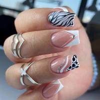 24Pcs/Box Uñas Postizas Cortas Redondas Nuevas Moda Blanco Mariposa Full Cover Press on Uñas Para Salon Uñas Francesas - details 7