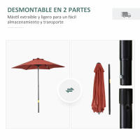 Outsunny Sombrilla de Jardín Ø2x2 m Parasol Mástil de Aluminio con Techo de Ventilación Pestillo de Fijación y Poste Desmontable para Terraza Patio Exterior - details 3