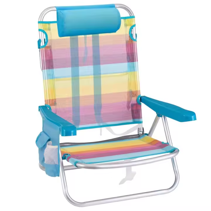 Silla playa mochila de 4 posiciones de aluminio y textileno de rayas multicolor LOLAhome - 1