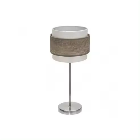 FABRILAMP Lámpara de Mesa Sobremesa Myriam 1xe14 Niquel/Madera Gris 47x18x18 Cm - Diseño Elegante - 1
