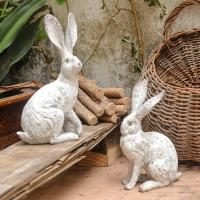 2 Piezas Elegantes Estatuillas De Conejo Para Jardín Decoración De Hogar Y Escritorio Figuras De Resina Para Escritorio Y Jardín Interior Y Exterior Decoración De Pared Con Animal Tema - details 3