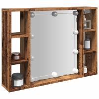 vidaXL Mueble con espejo y luces LED 76x15x55 cm en color Gris hormigón/Blanco/Gris sonoma y más | almacenamiento funcional diseño moderno para baño dormitorio sala - details 7