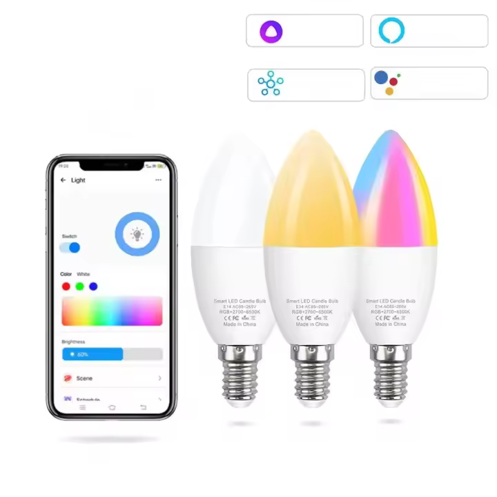 Bombilla LED Inteligente EWelink E14 Luz Candle RGB Control Remoto APP Y Voz Google Home Decoración Para Habitación - 1