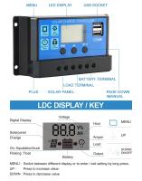 Controlador De Carga Solar 12V/24V PWM 10A 30A 60A Con Pantalla LCD Ajustable Y Timer EESBAO Para Energía Solar - details 4
