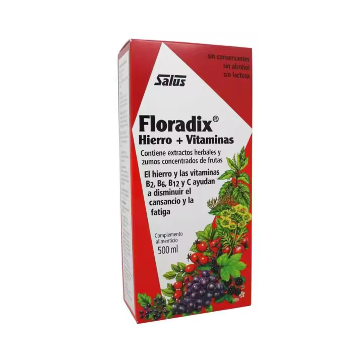 Salus Floradix 500 Ml: Suplemento Alimenticio con Hierro Bivalente y Vitaminas B6 y B12 para Mejorar la Absorción del Hierro y Reducir la Sensación de Cansancio - 1