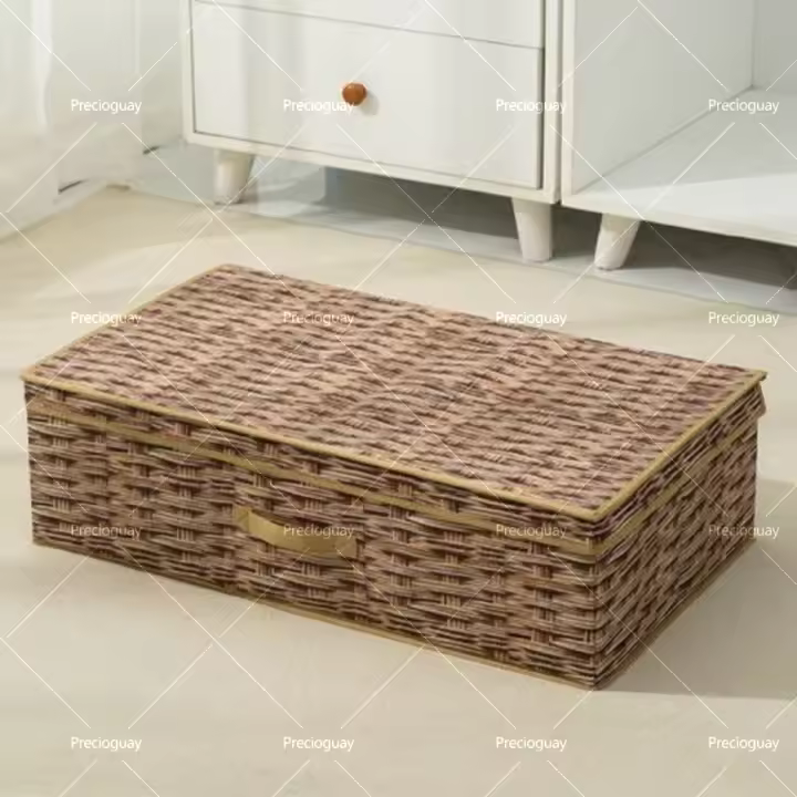 Cesta de almacenamiento de bambú a prueba de humedad, caja de almacenamiento cubierta tejida, cesta de bambú para el hogar Yiran, caja de almacenamiento, cesta - 1
