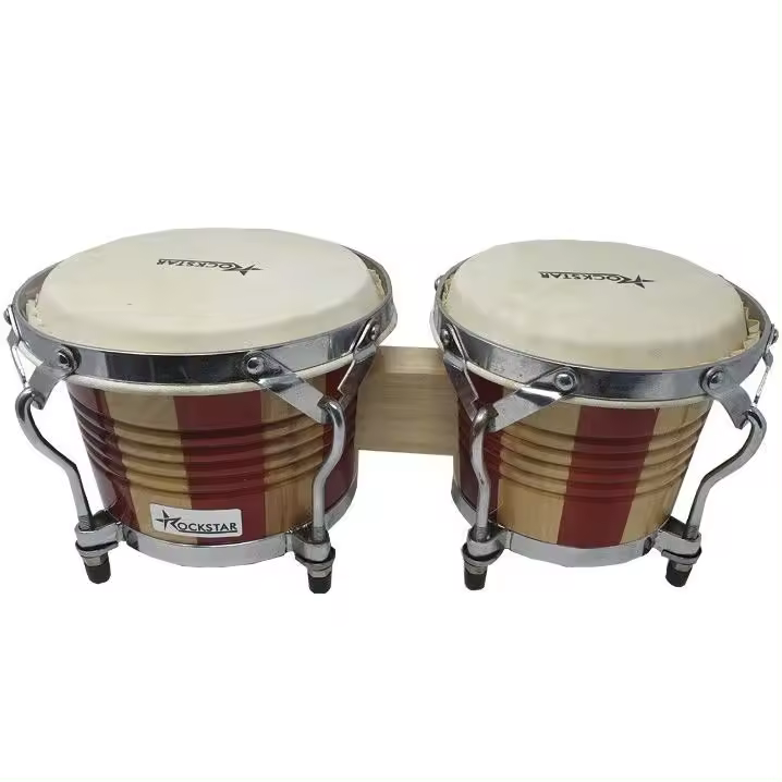 Bongos de Madera ROCKSTAR MUSIC con Parches de Piel de Búfalo - 1