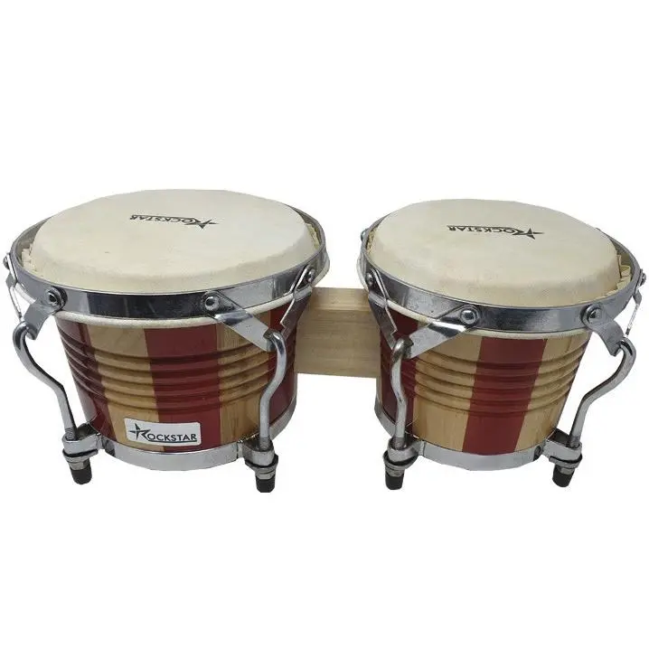 Bongos de Madera ROCKSTAR MUSIC con Parches de Piel de Búfalo - 1