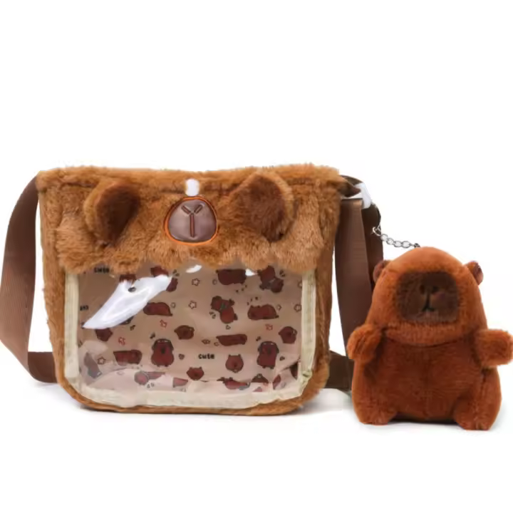 Mochila De Pellejo De Capybara Para Estudiantes Y Parejas Mochila De Hombro Animal Unisex Con Línea De Spandex Adecuada Para Escuela - 1